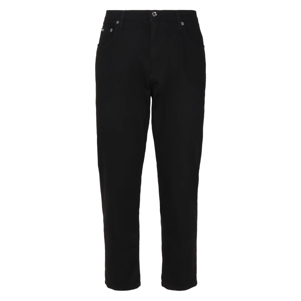 Dolce & Gabbana Zwarte Elastische Katoenen Broek Italië Black Heren