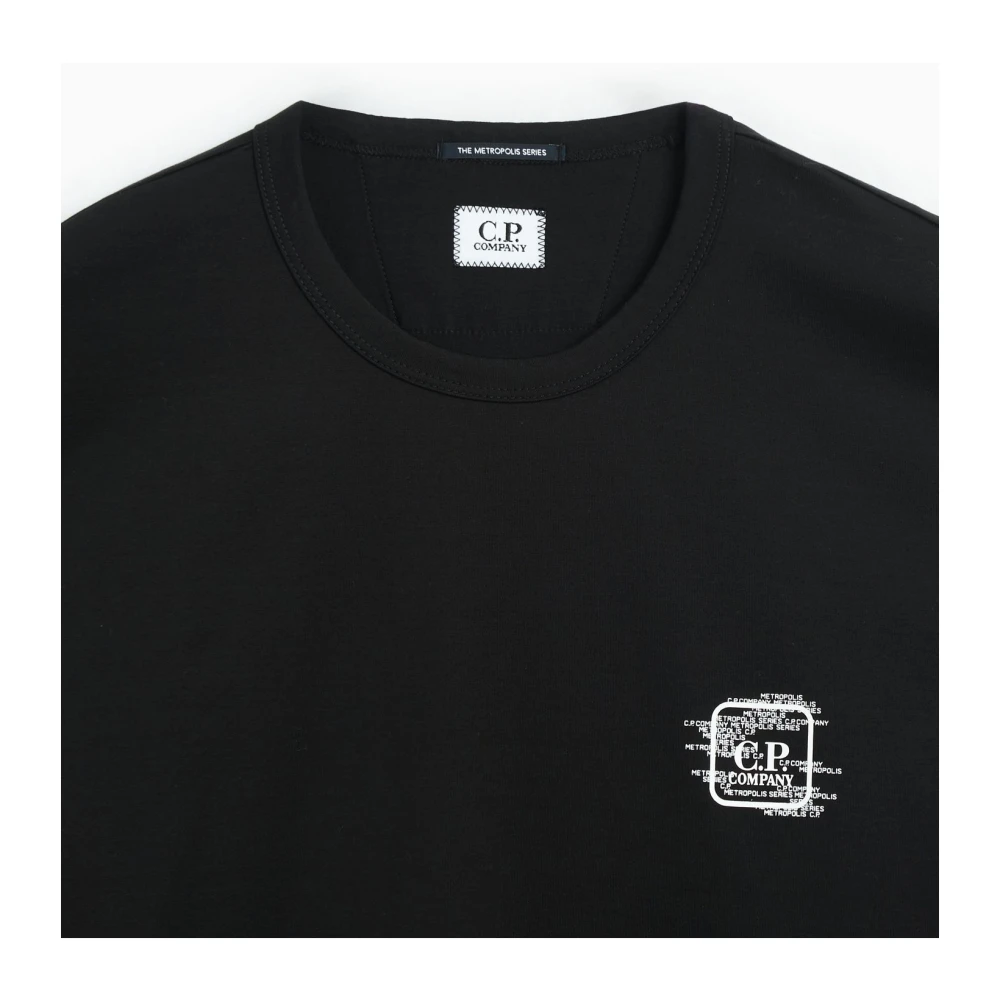 C.P. Company Retro Getekende Grafische T-Shirt Zwart Black Heren
