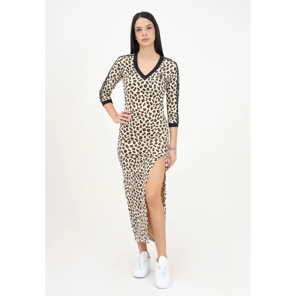 adidas Originals Leopard 3-Stripes Lange Jurk Beige Black Dames