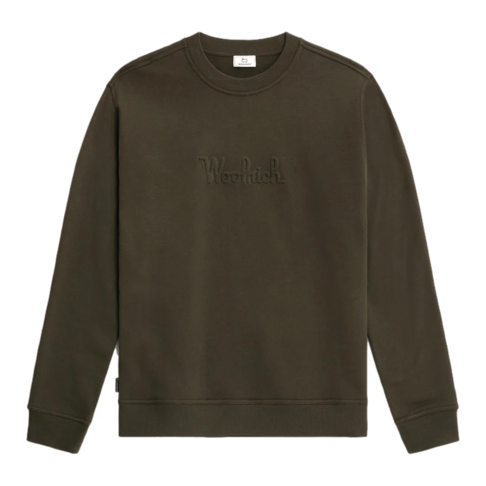 Woolrich Luxe Fleece Crewneck Donkergroen Green Heren