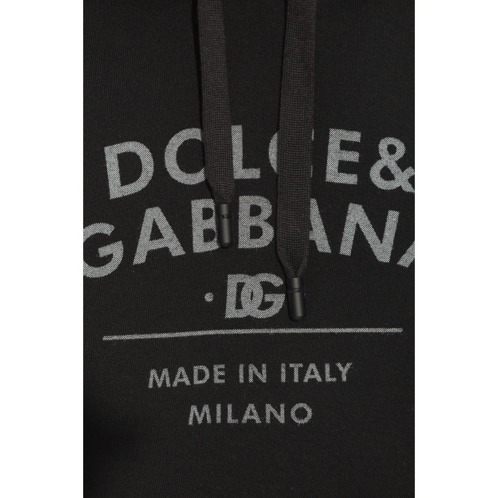 Dolce & Gabbana Cropped hoodie met logo Black Dames