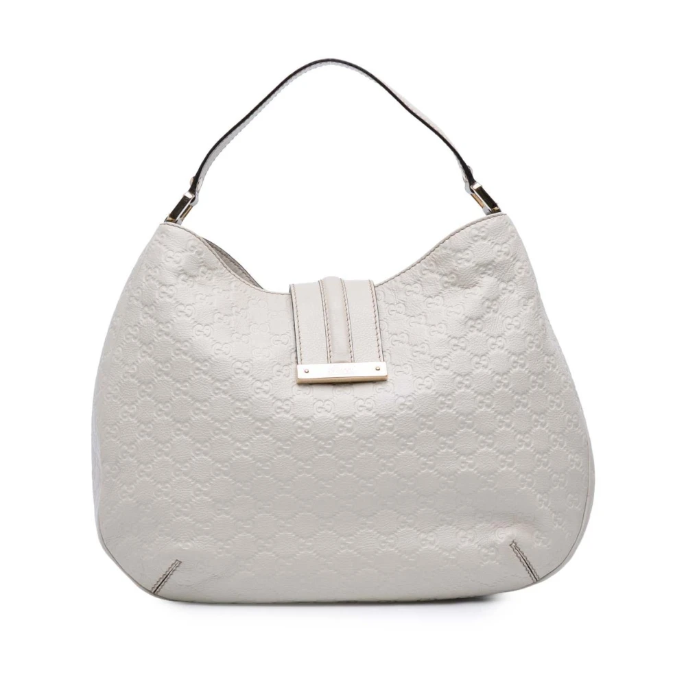 Gucci Vintage Women's White Pre-Owned Vintage Embossed Leather Hobo Bag