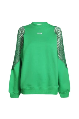 Bomull Crew-neck Sweatshirt Kvinnor Ribbad