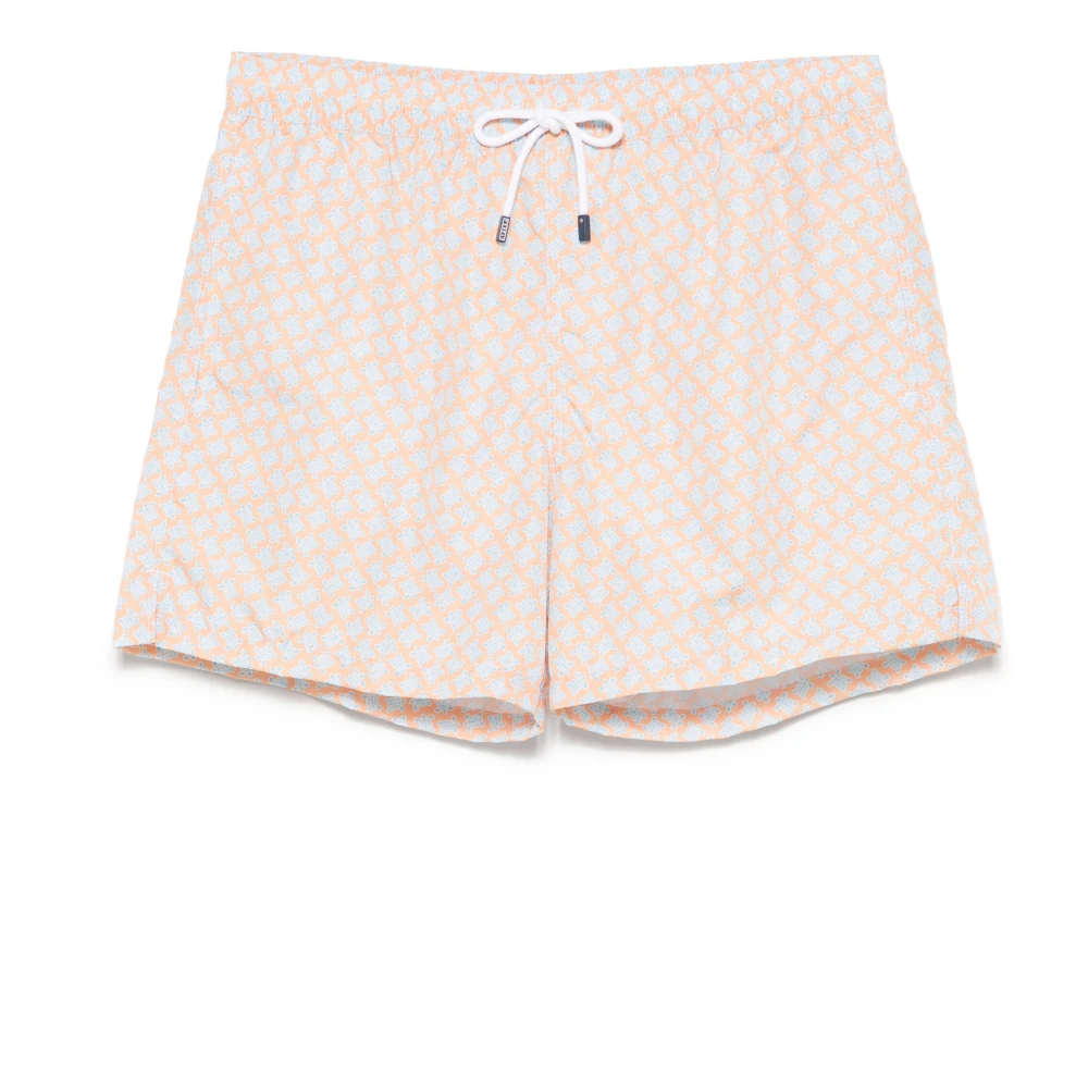 Fedeli Polyester Badshorts med Elastiskt Bälte Orange, Herr