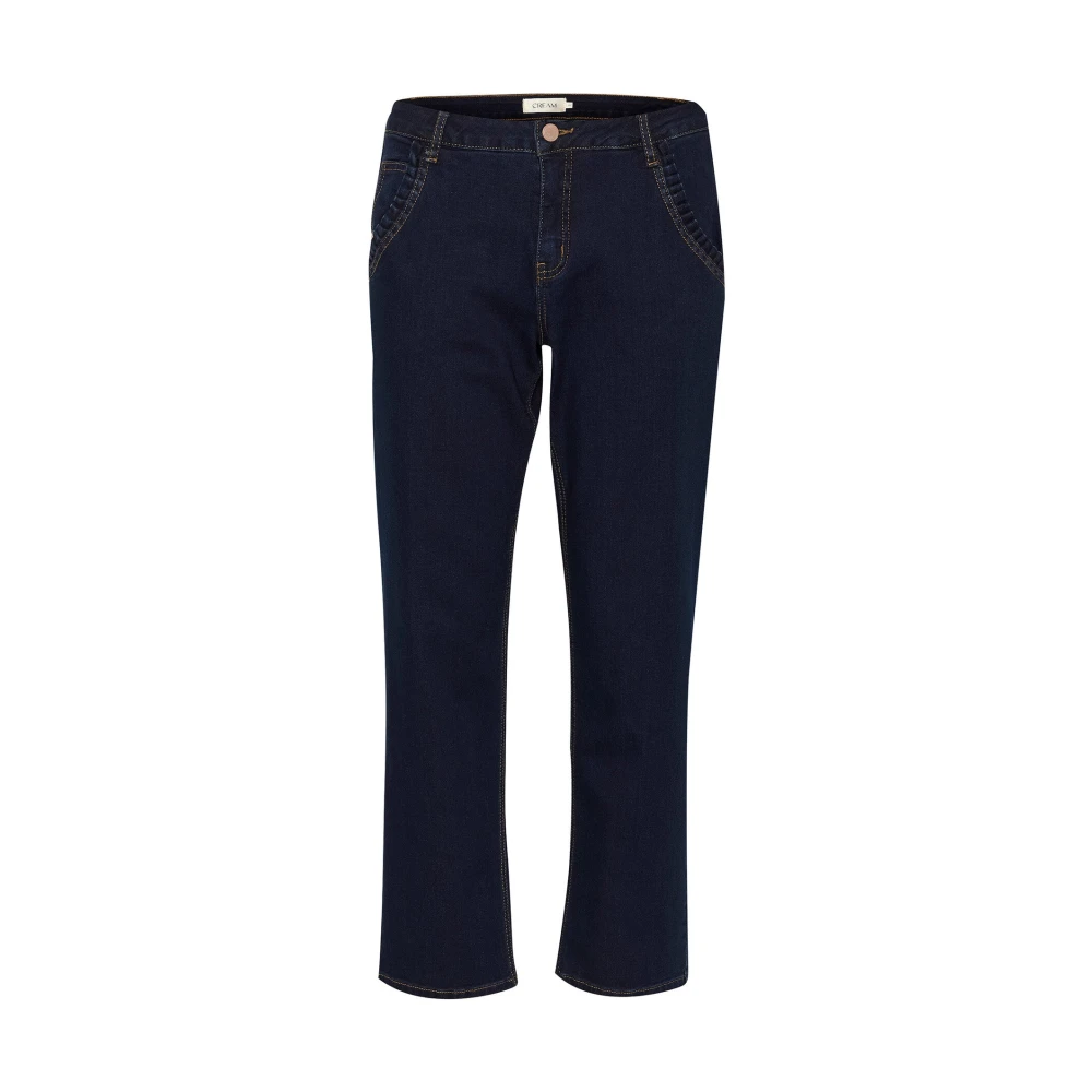Cream Blue Cropped Jeans, Female, W27, Dark Denim Straight-Leg Jeans