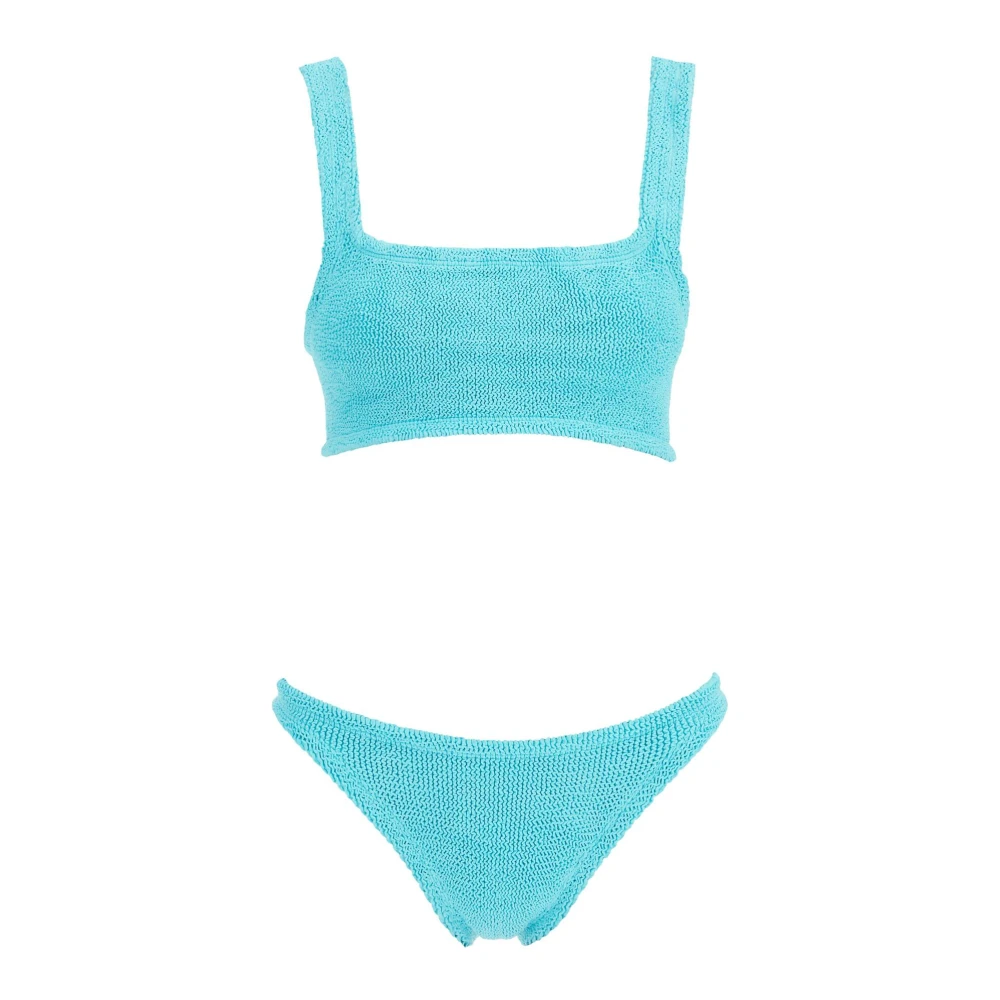 Hunza G Gerimpeld Bikini Set met Vierkante Halslijn Blue Dames