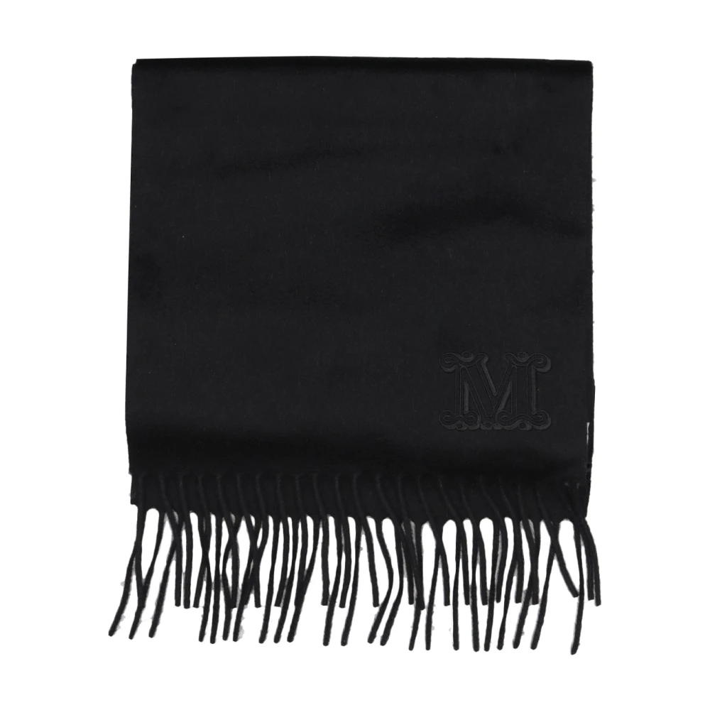 Max Mara Women's Black Winter Scarves, One Size, Cashmere Scarf With Monogram M