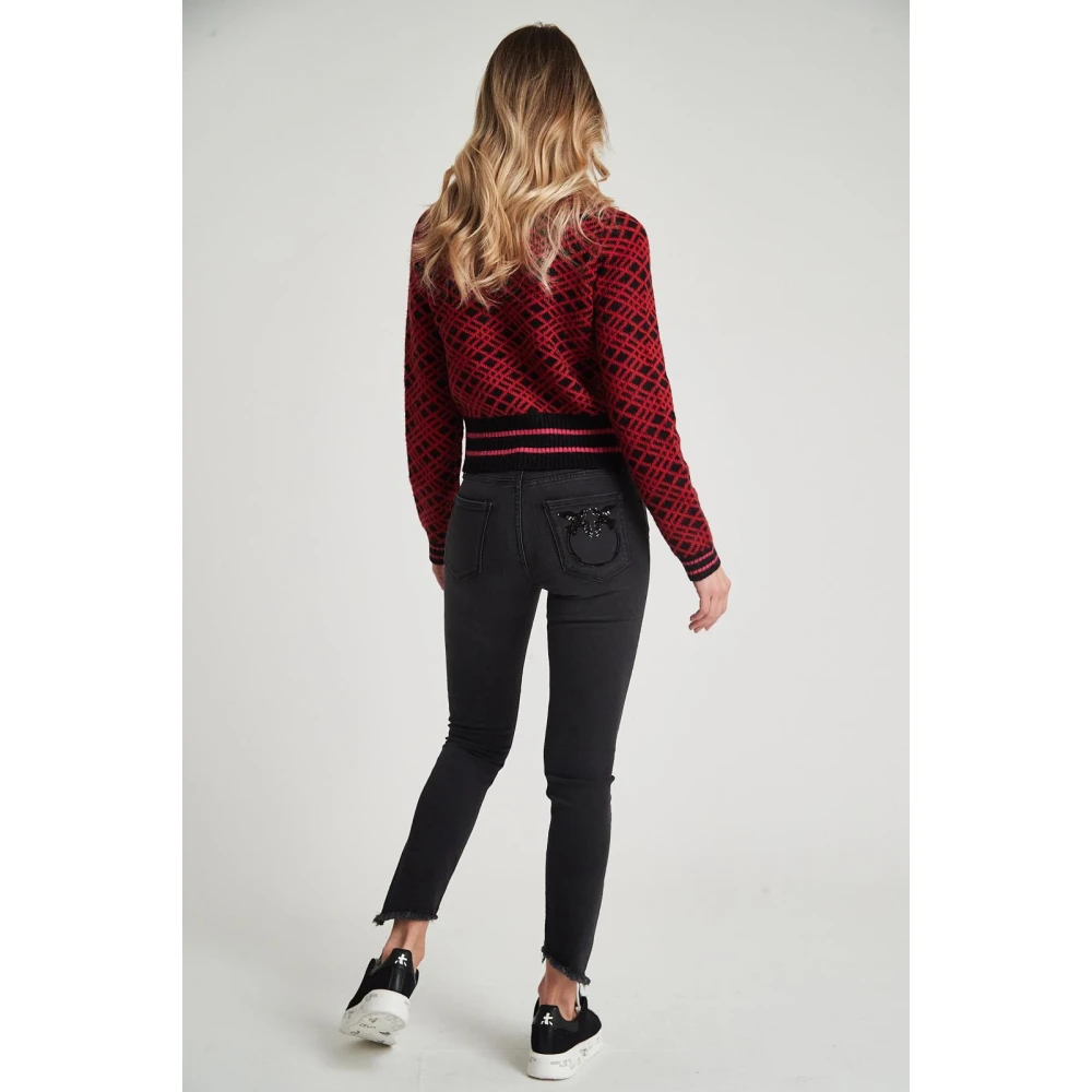 pinko Jacquard Cardigan in Ansonica Stijl Red Dames