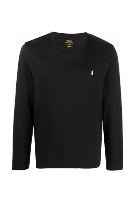 Broderad långärmad bomulls-T-shirt