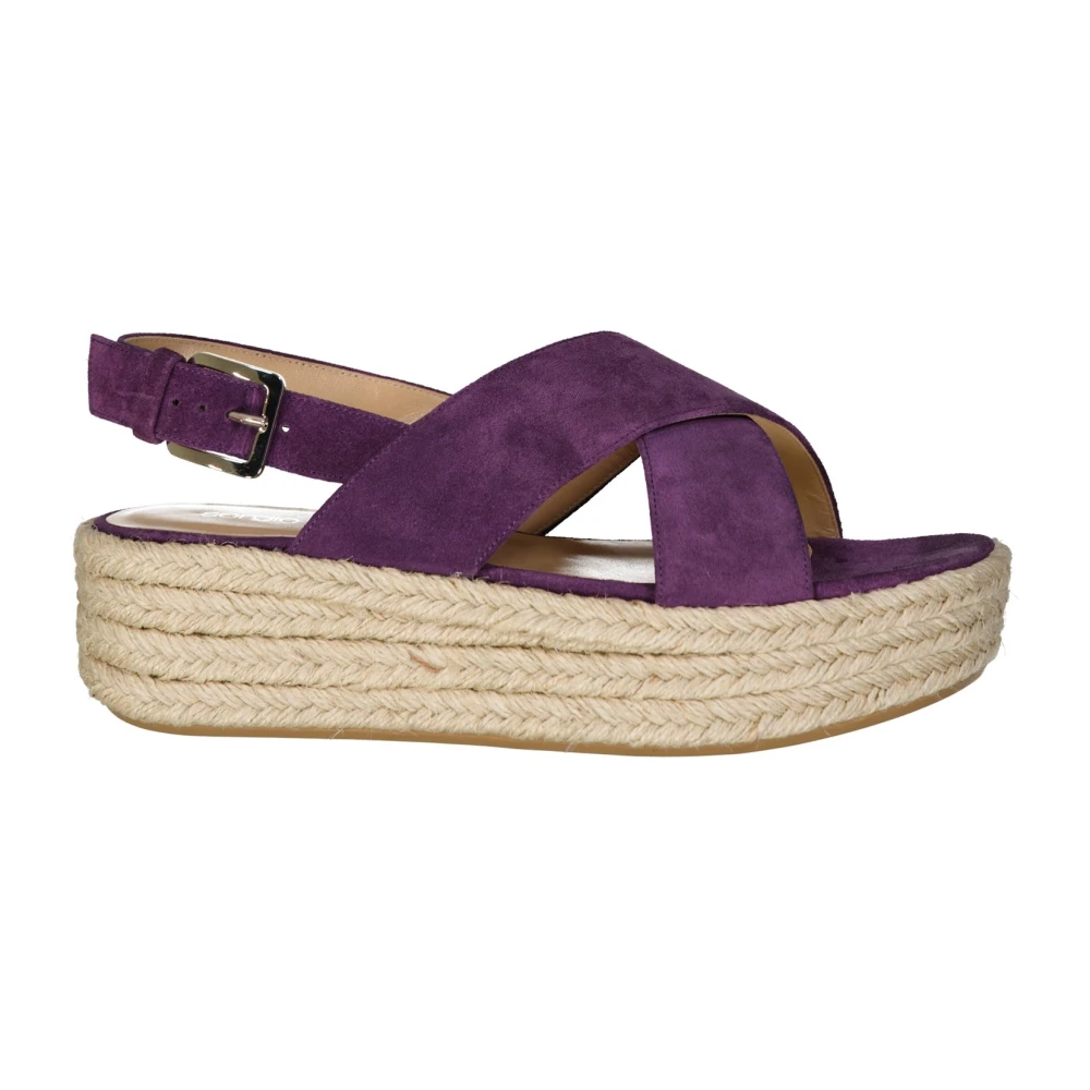 Sergio Rossi Läder Espadriller med Justerbar Ankel Spänne Purple, Dam