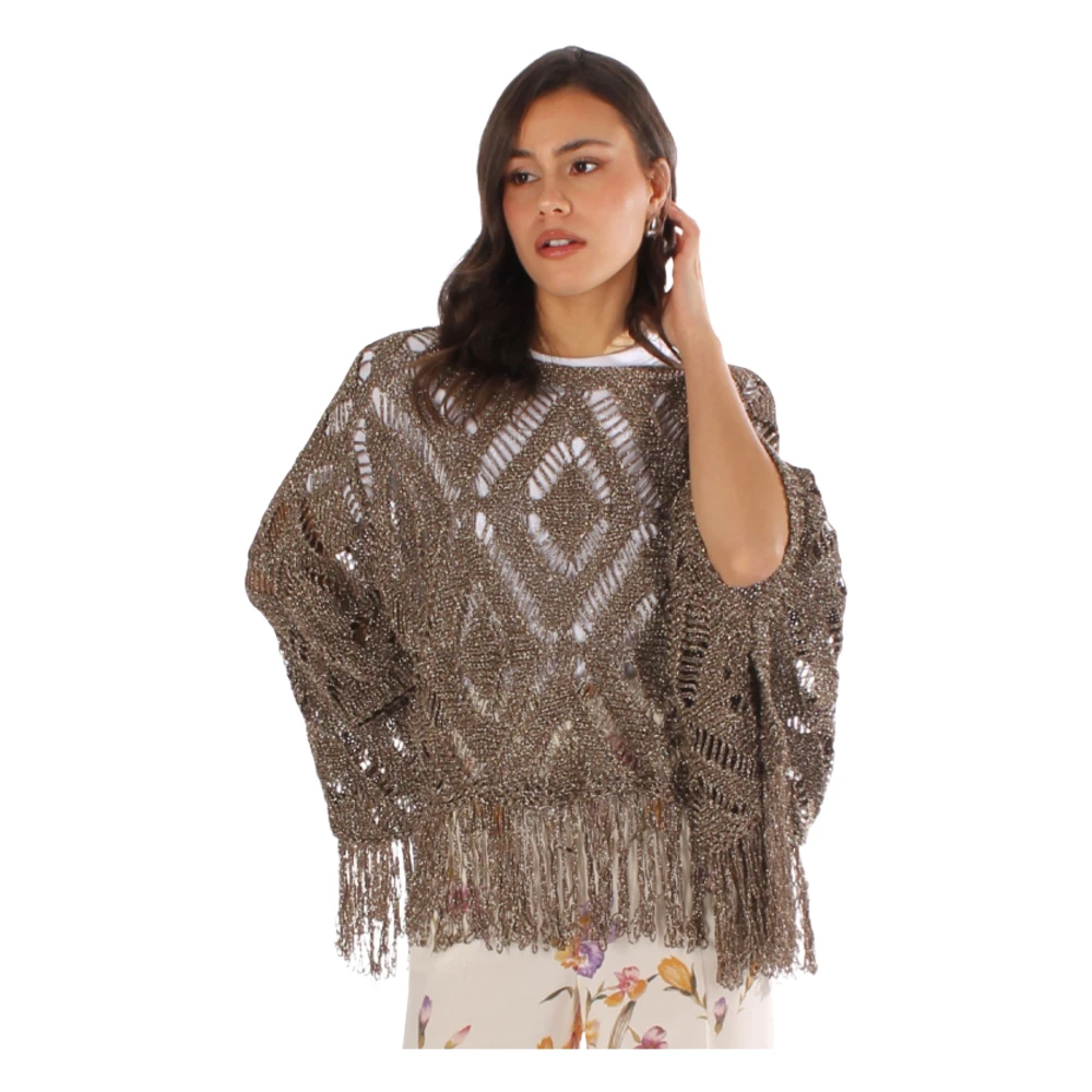 Twinset Gouden Lurex Poncho Jassen Yellow Dames
