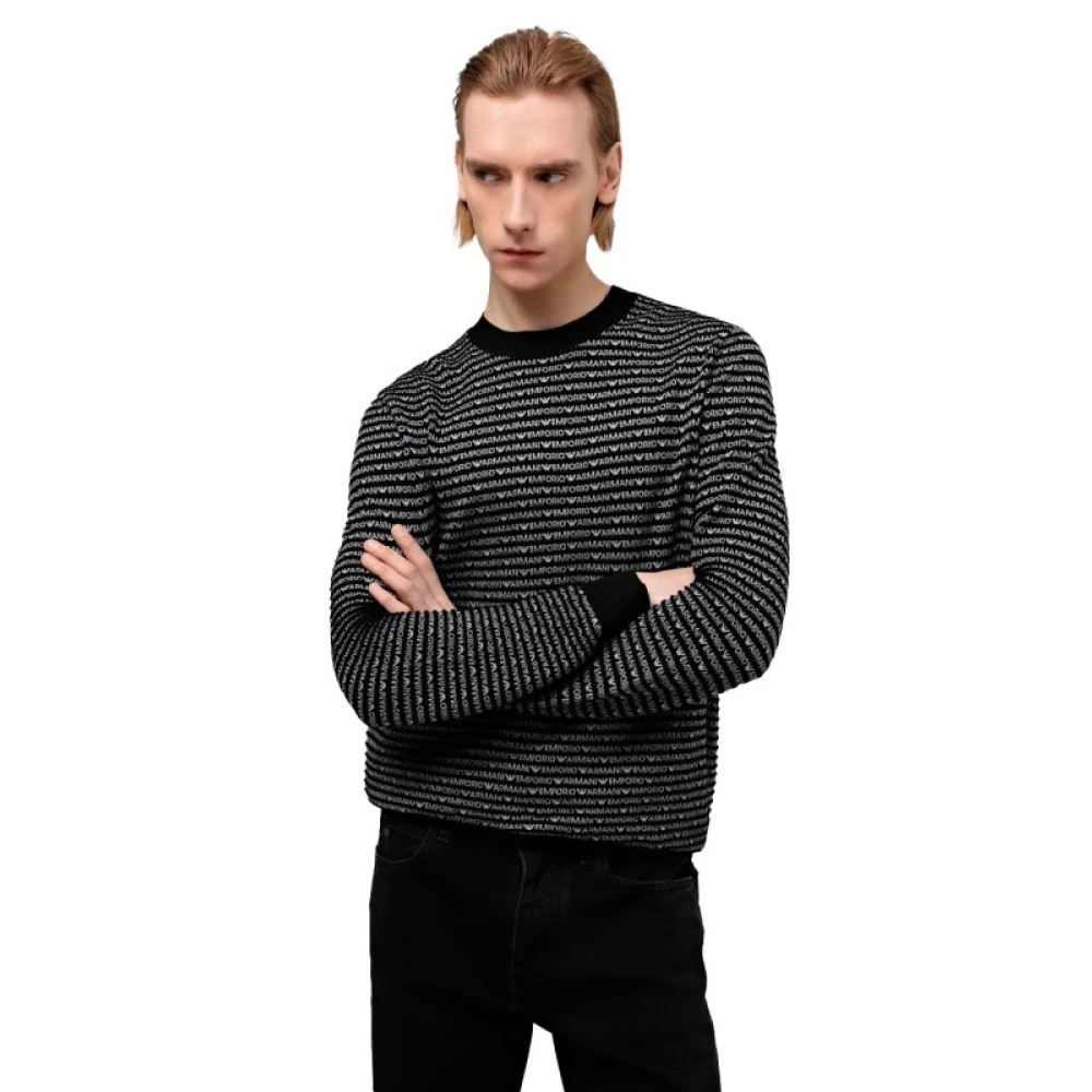 Emporio Armani Geborduurde trui Black Heren