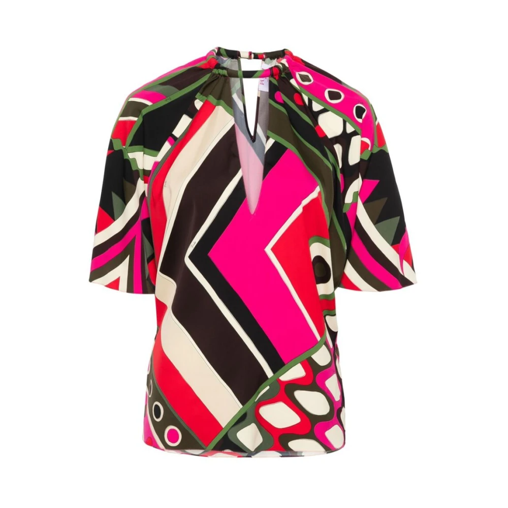 Emilio Pucci Vivara Print Satin Top Multicolor, Dam