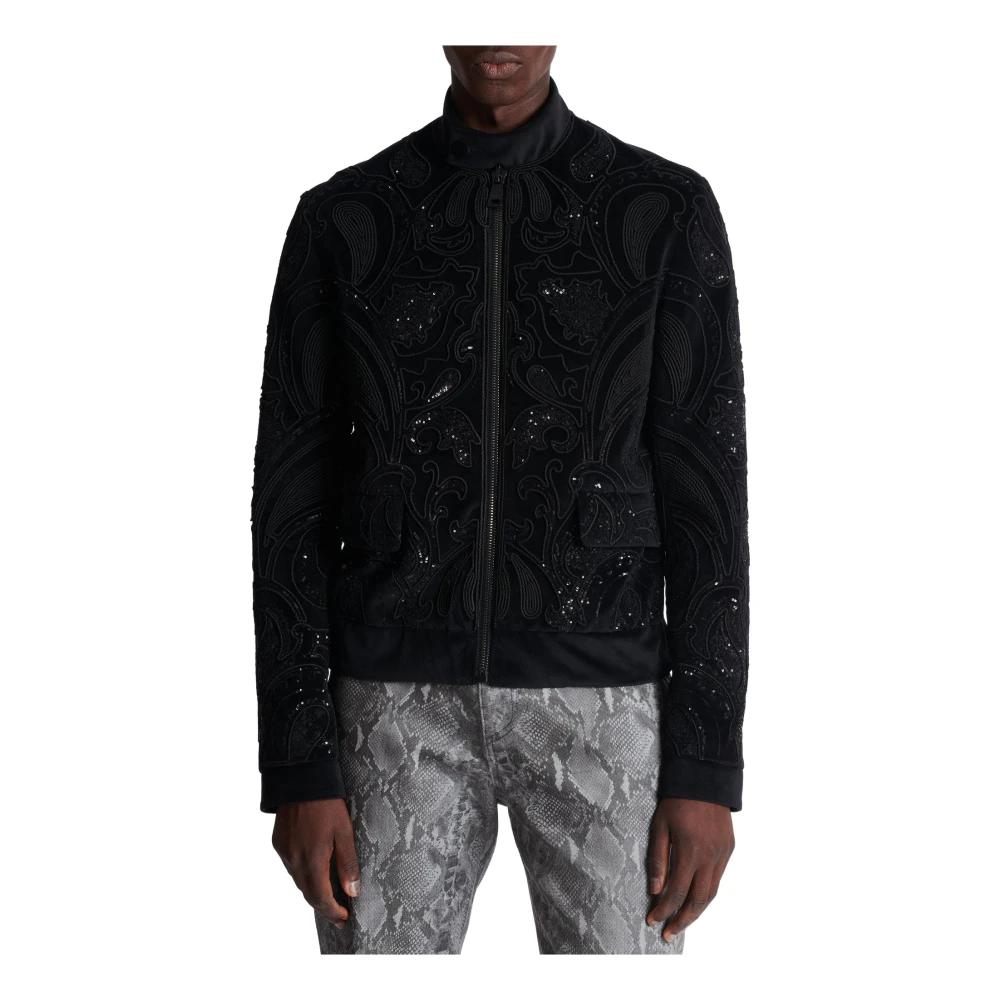 Balmain Baroque Geborduurde Bomberjack Black Heren