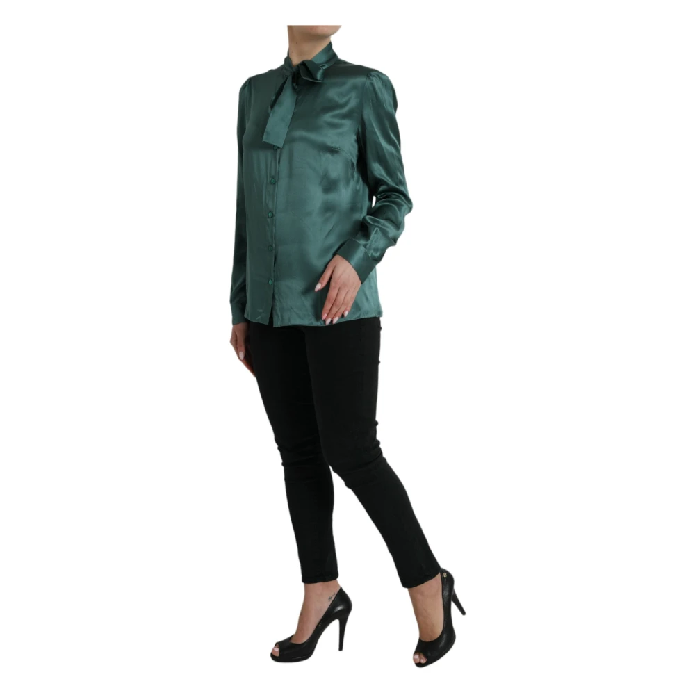 Dolce & Gabbana Elegante donkergroene zijden blouse Green Dames