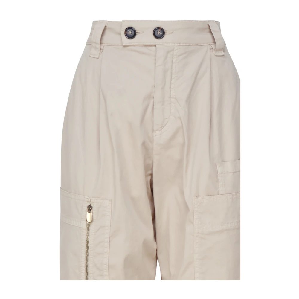 pinko Katoen Elastaan Broek Beige Dames