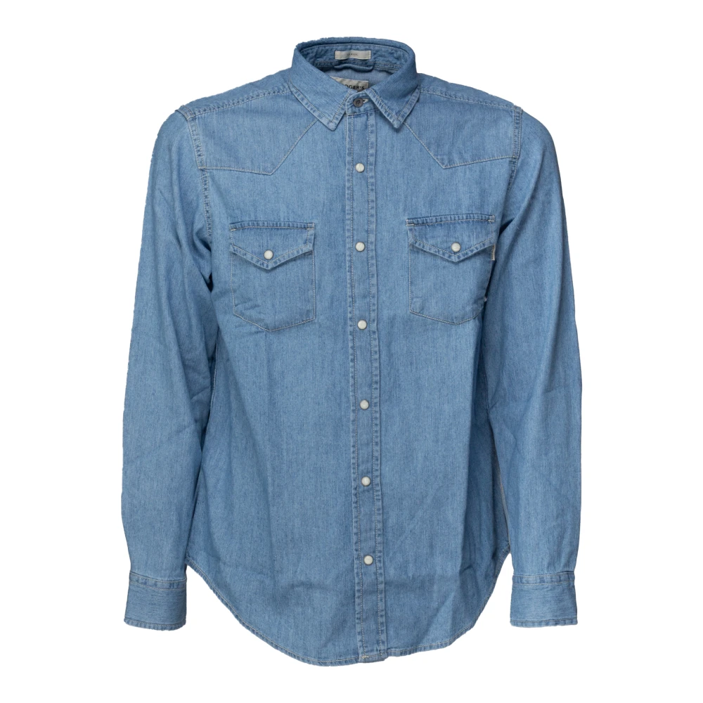 Roy Roger's Denim Western Skjorta Slim Fit Blue, Herr