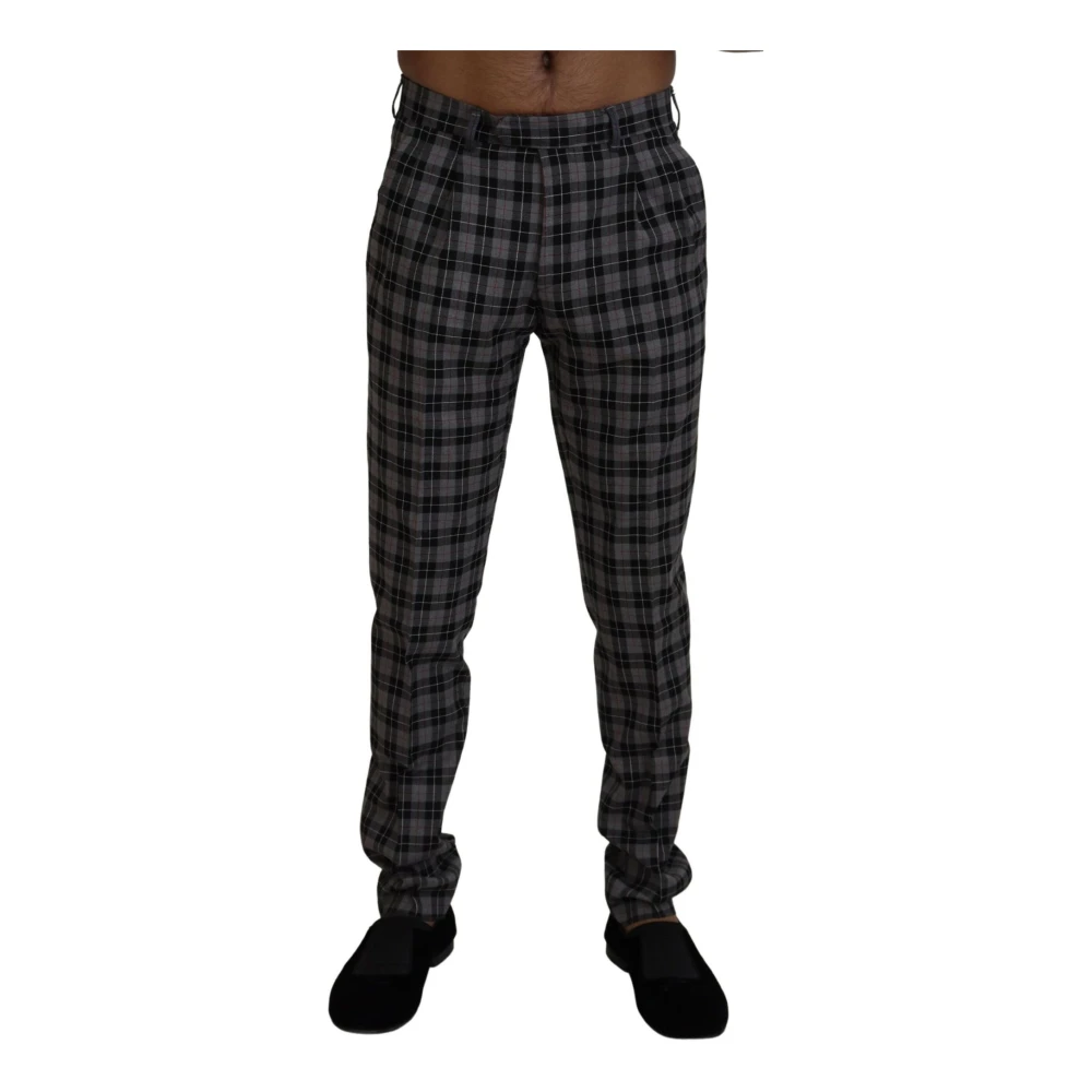 Bencivenga Grijze Geruite Slim Fit Chino Broek Multicolor Heren