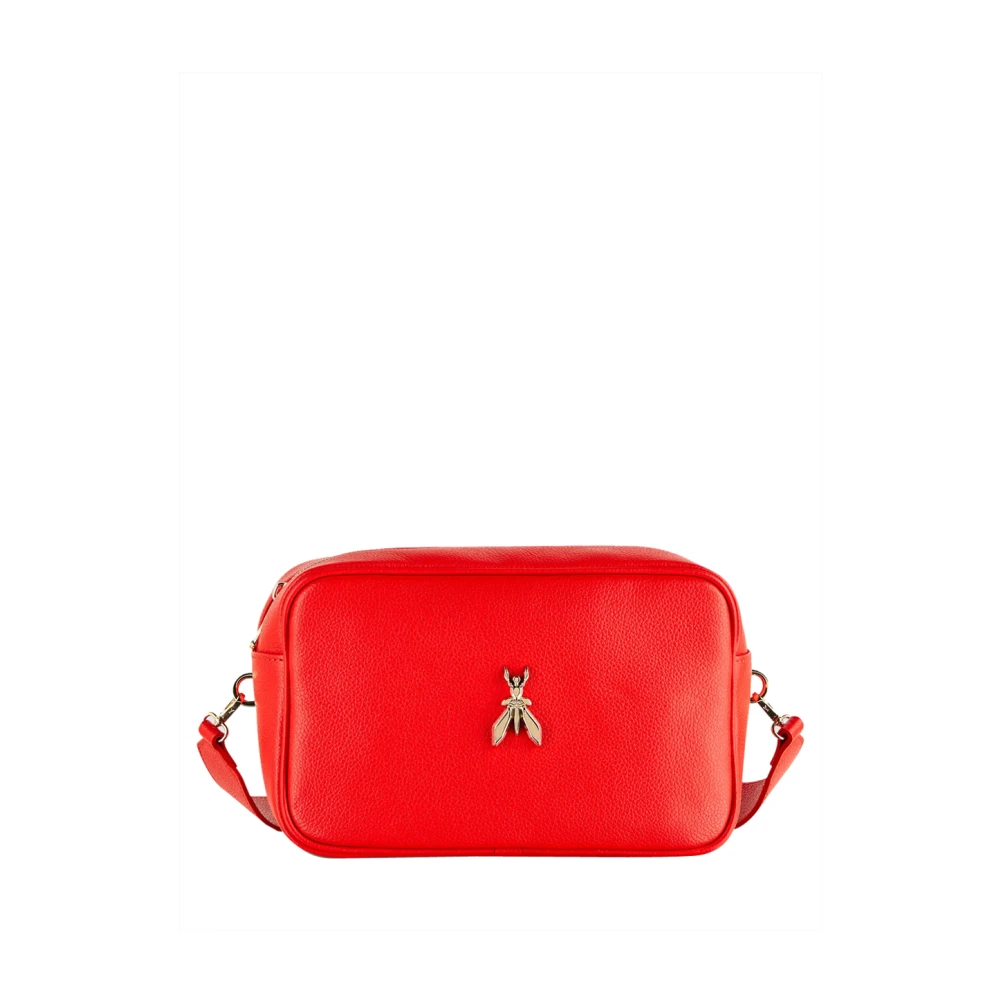 PATRIZIA PEPE Rode leren schoudertas met vliegdetail Red Dames
