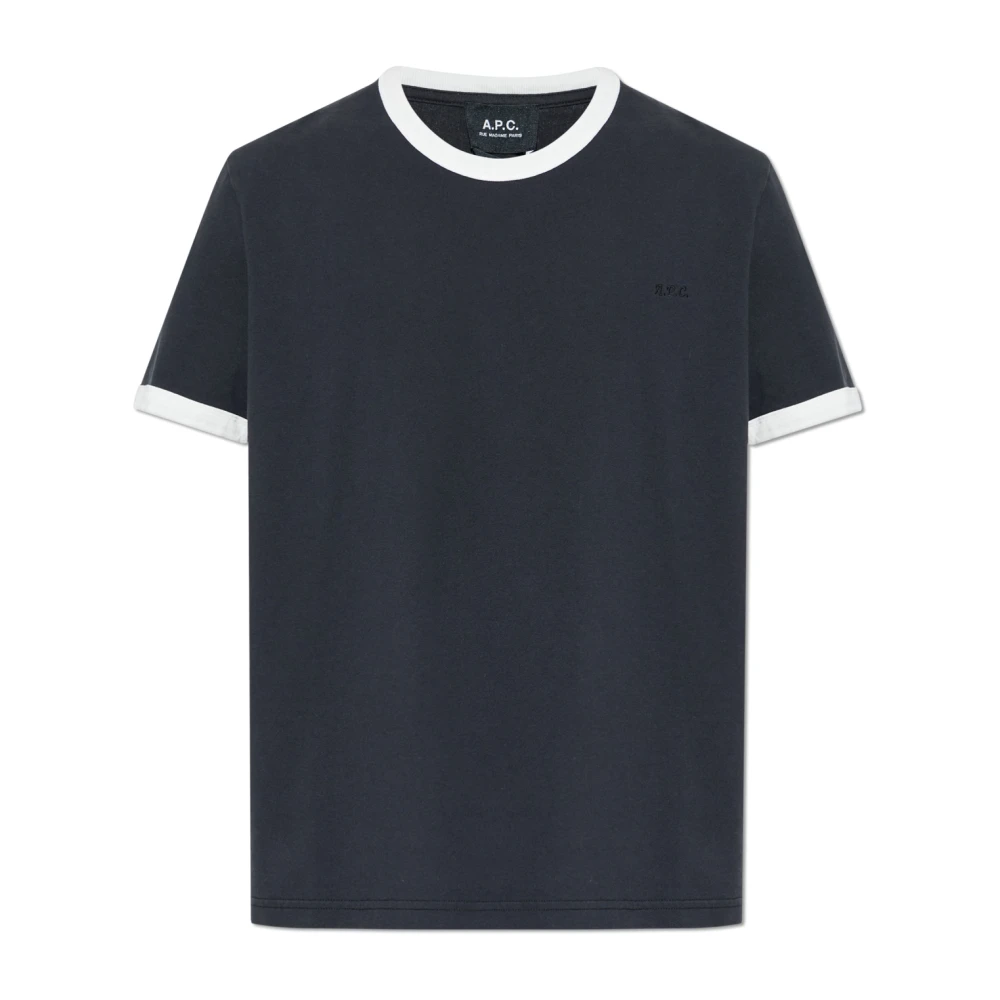 A.p.c. Herr Svart Toppar L, Bomull, Standard Brodé T-Shirt