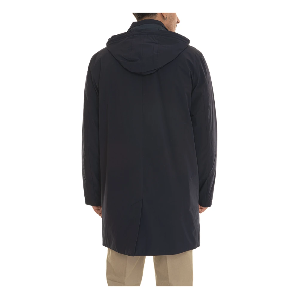 Gant Lange Effen Jas met Afneembare Capuchon Blue Heren