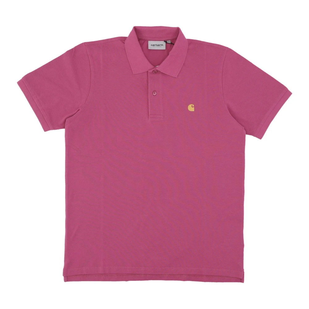Carhartt WIP Pique Polo Magenta Goud Pink Heren
