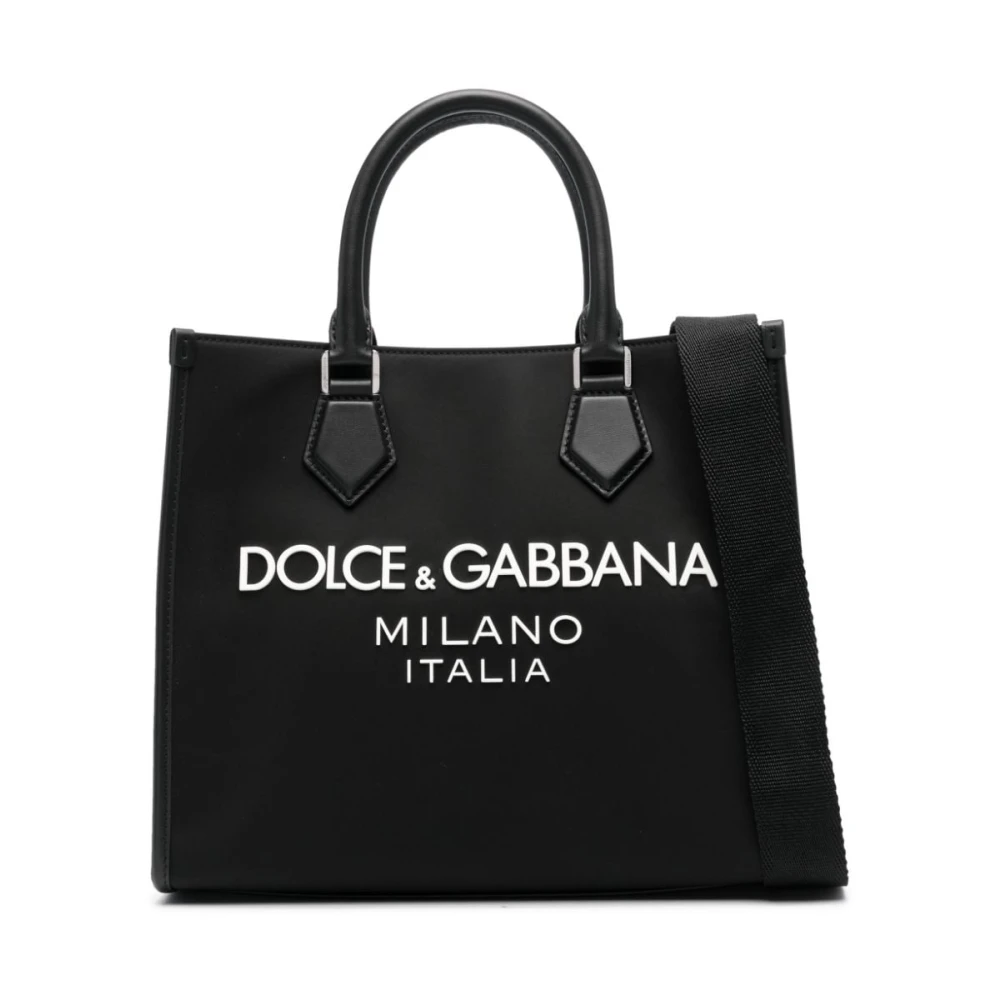 Dolce & Gabbana Schoudertas met canvas en leren afwerking Black Heren