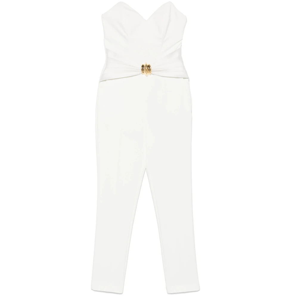 Elisabetta Franchi Witte Jumpsuit met Benen Bodice White Dames