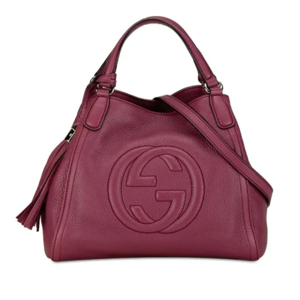 Gucci Vintage Pre-owned Leather handbags Purple Dames