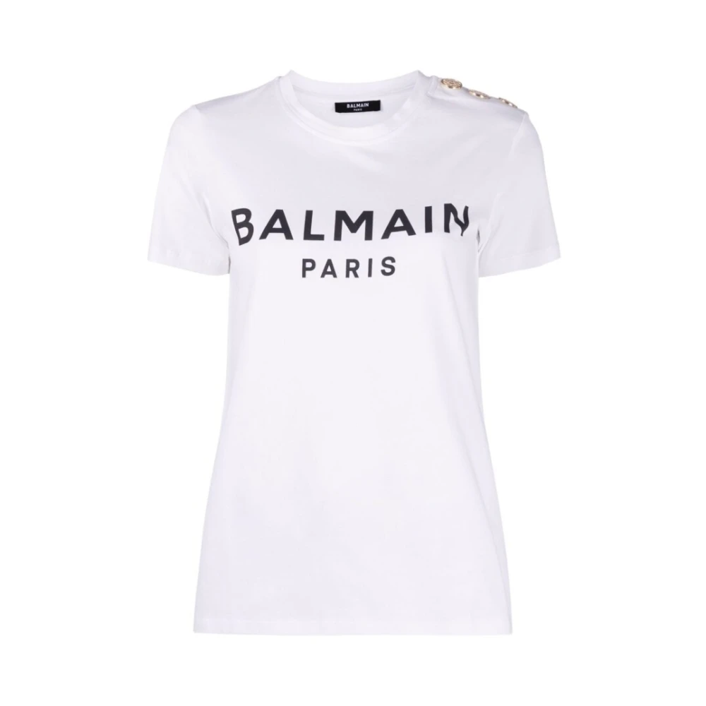 Balmain Logo T-shirt White Dames
