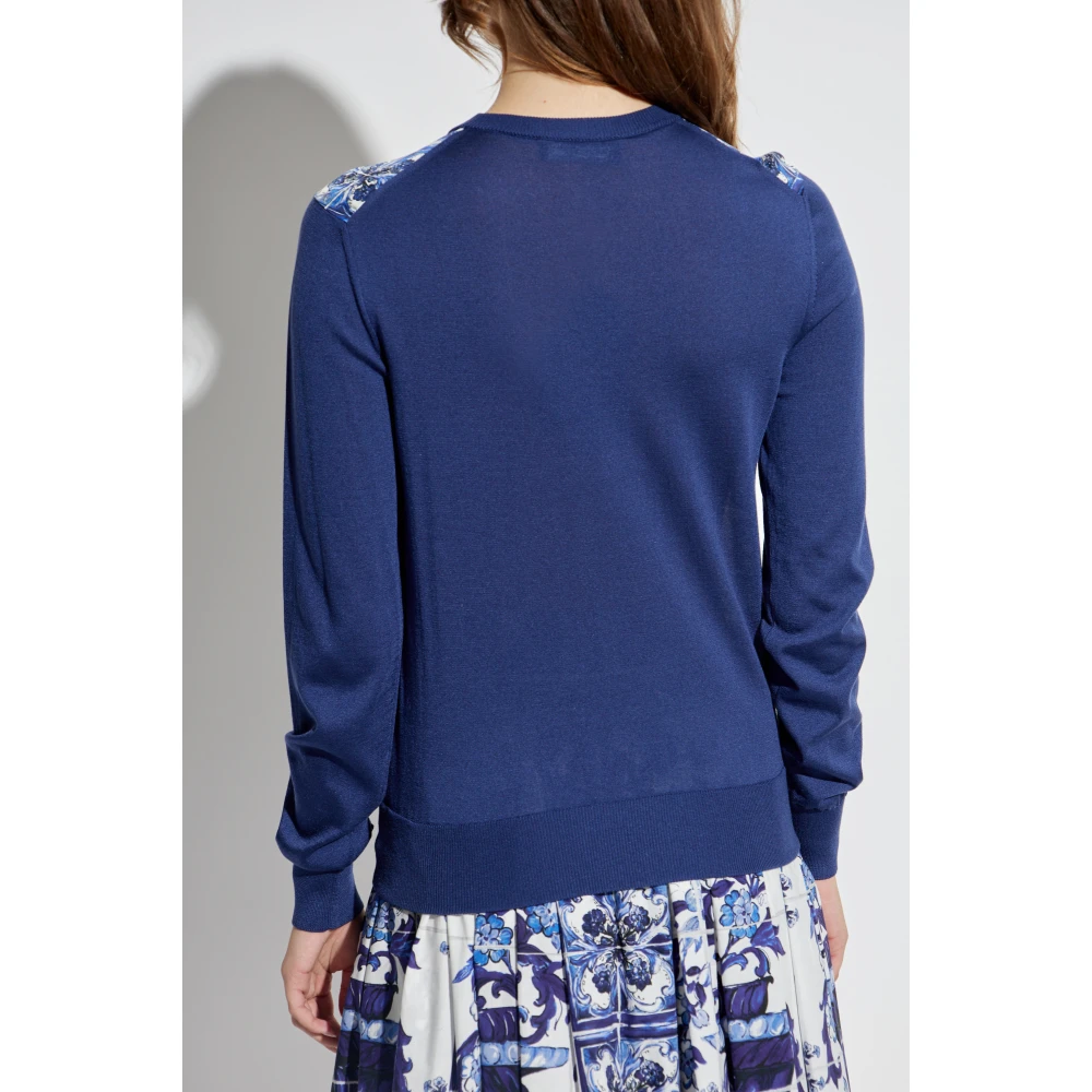Dolce & Gabbana Zijden top met Majolica-patroon Blue Dames