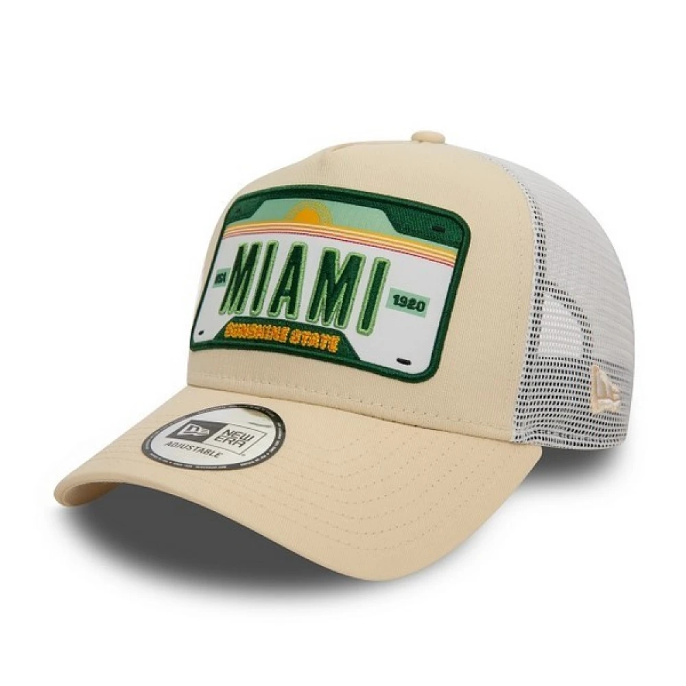 New Era Beige Miami Plate Trucker Cap Beige, Herr