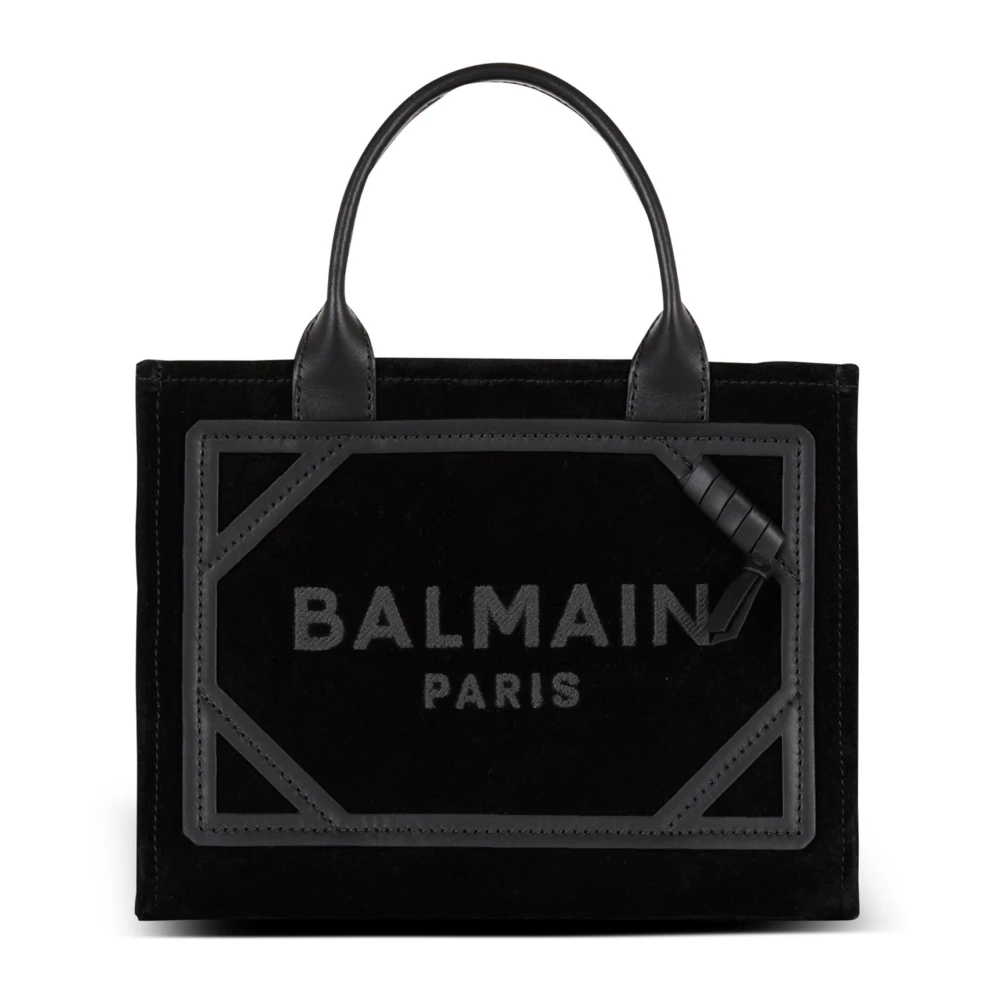 Balmain Kleine suède B-Leger tote tas Black Dames