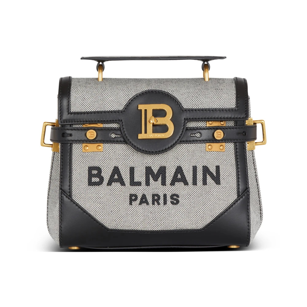 Balmain B-Buzz 23 canvas- och läderväska Black, Dam