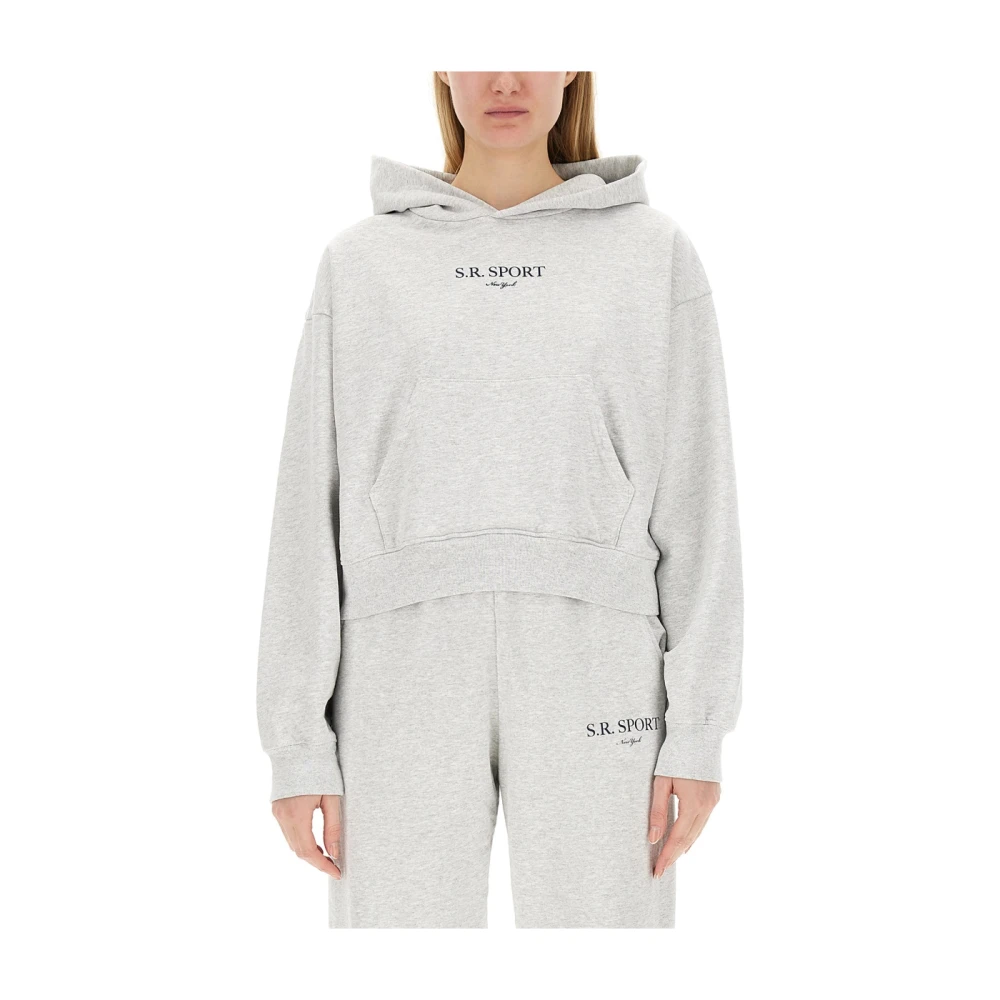 Sporty & Rich Geknipte Katoenen Sweatshirt Gray Dames