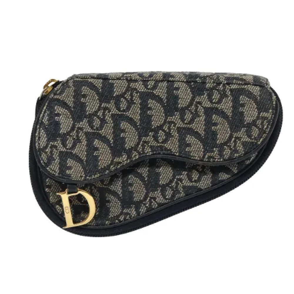 Dior Vintage Pre-owned Canvas clutches Black Dames