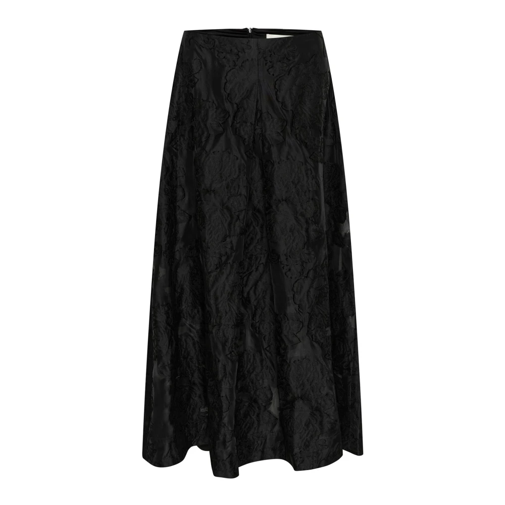 InWear Zwarte A-lijn Rok met Toon-op-toon Patroon Black Dames
