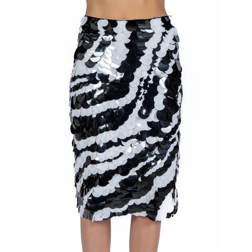 DES Phemmes Paillet Midi Rok in Zwart en Wit Black Dames