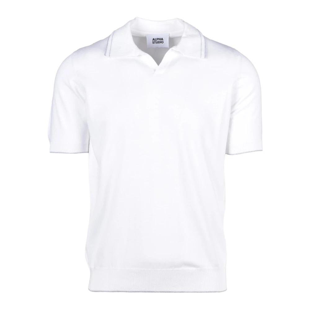 Alpha Studio Katoenen Polo Gebreide Top White Heren