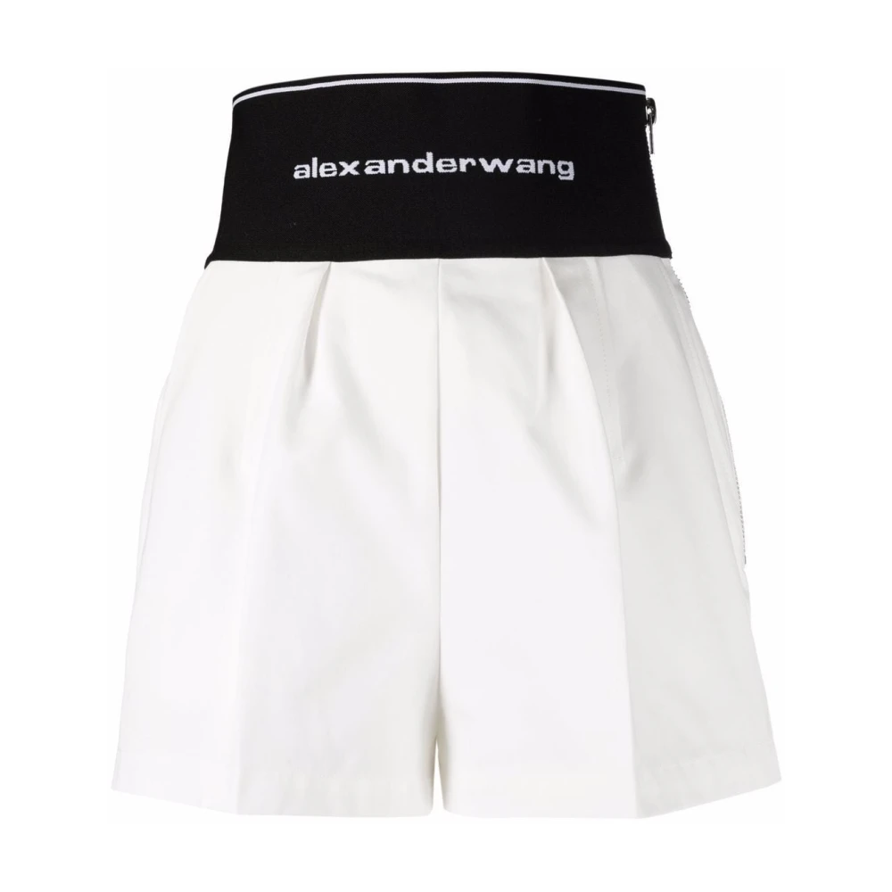 Alexander wang Witte Logo Tailleband Slim Fit Shorts White Dames