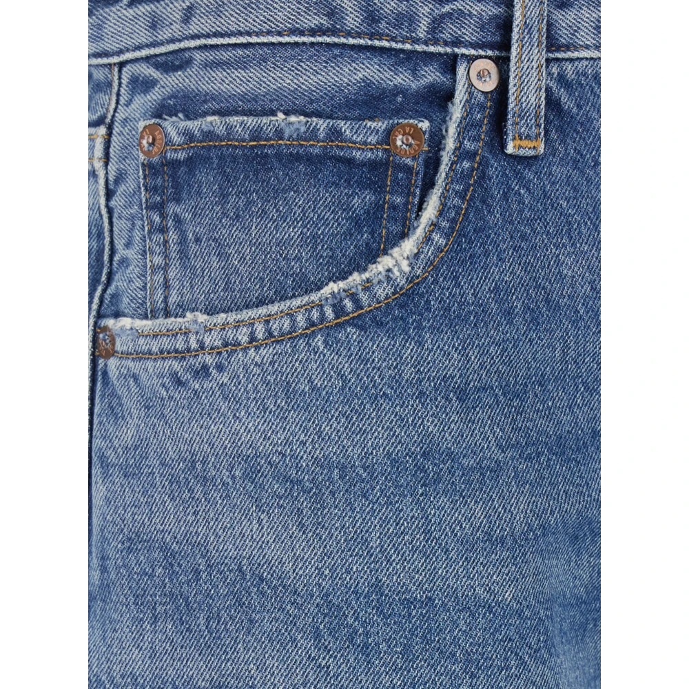 Agolde Blauwe Denim Korte Broek met Knoopsluiting Vrouw Blue Dames