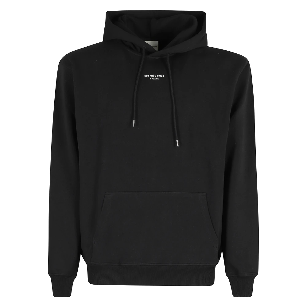 Drole de Monsieur Klassieke Zak Slogan Hoodie Black Heren