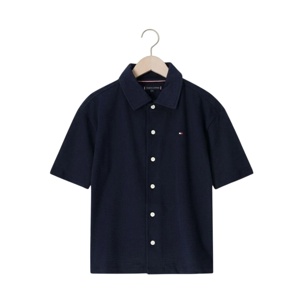 Tommy Hilfiger , Kids Shirts, Male, Blue, 6 Y, Jersey Seersucker Shirt Ss