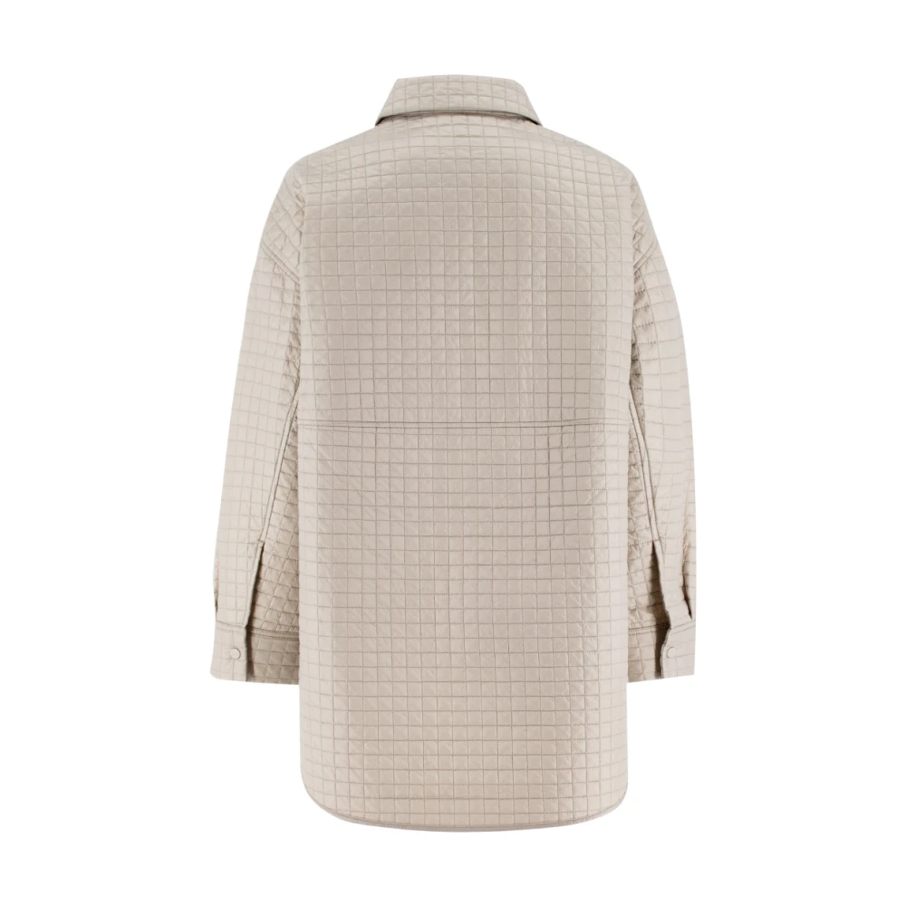 Duno Gewatteerde Oversized Jas met Geometrisch Ontwerp Beige Dames