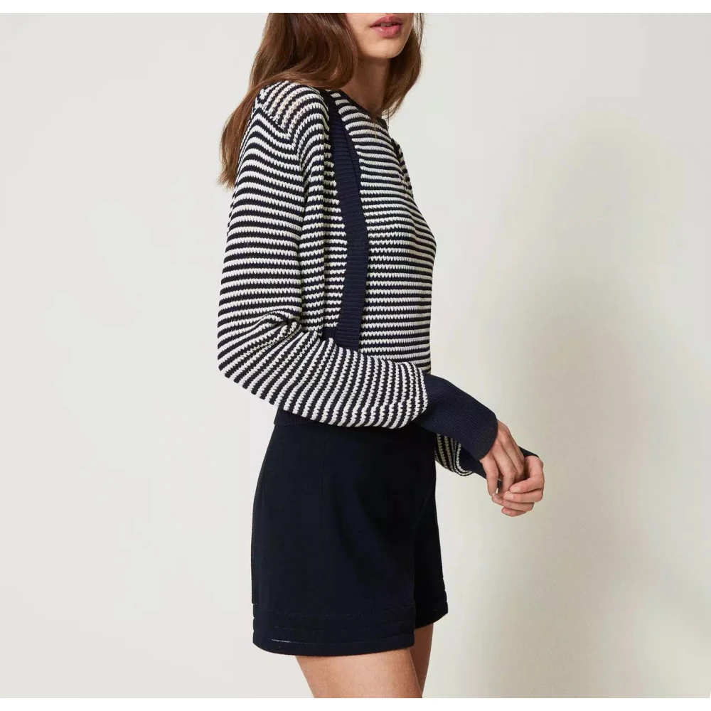 Twinset Gestreepte Vest en Top Set Blue Dames