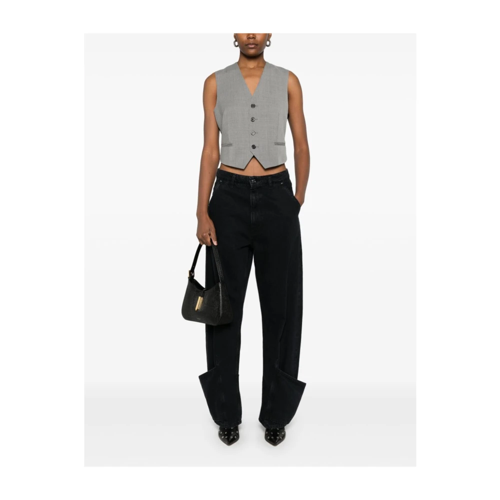 Filippa K Grijze V-hals trui met knoopsluiting Gray Dames