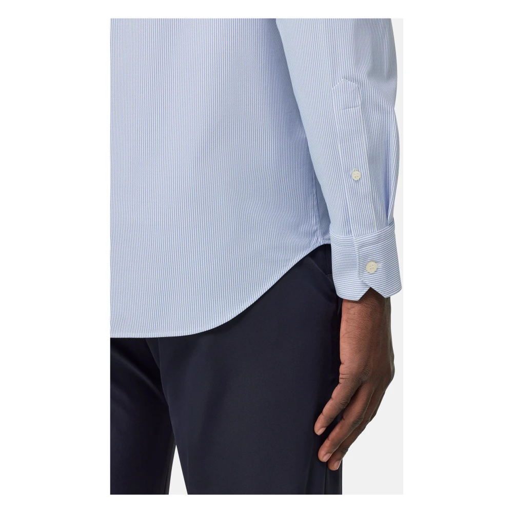 Boggi Milano Slim Fit Stretch Nylon Overhemd Blue Heren