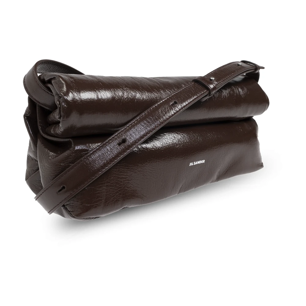 Jil Sander Schoudertas Rollup Klein Brown Dames