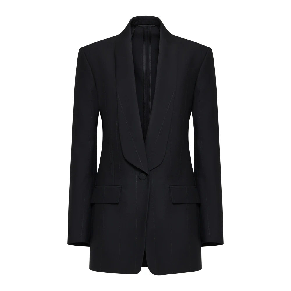 Givenchy Zwarte Lange Getailleerde Blazer Strepen Black Dames