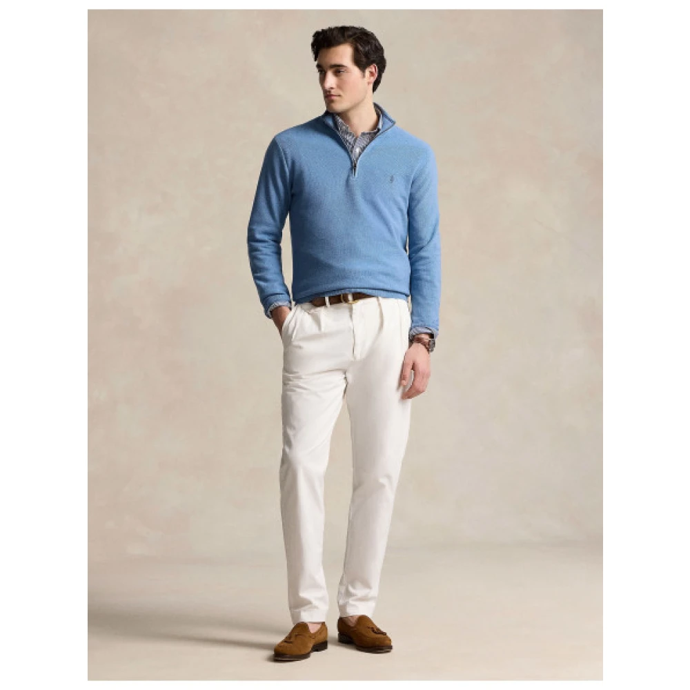 Polo Ralph Lauren Honeycomb Cotton Half-Zip Sweater Blue Heren